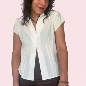 Worthington Cream Short-Sleeve Button-Front Blouse